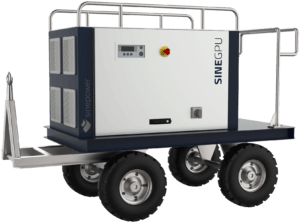 Sinepower mobile solid state ground power unit on a trolley